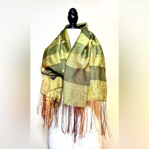 Chic Olive and Gold Striped Scarf